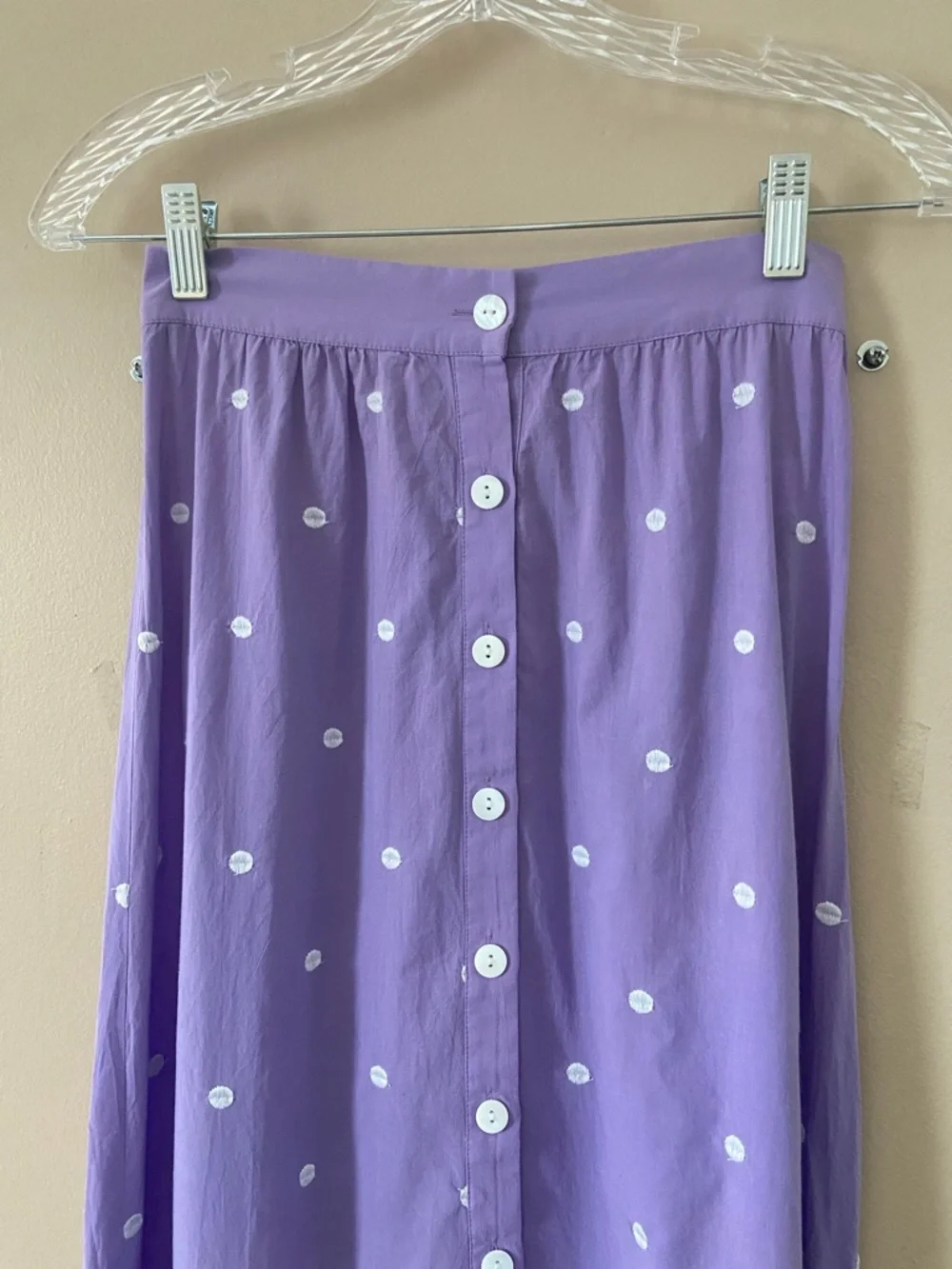 Miguelina Aiden Button Down Embroidered Cotton-voile Maxi Skirt Lilac Size XS